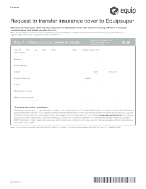 Request to Transfer Insurance Cover to Equipsuper