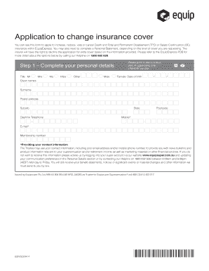 Application to Change Insurance Cover