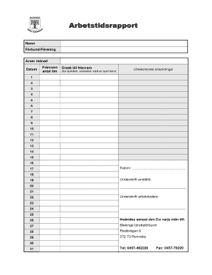 Arbetstidsrapport Form