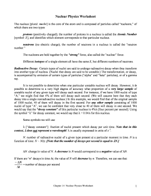 Nuclear Physics Worksheet