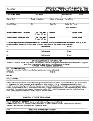 Emergency Medical Authorization Form