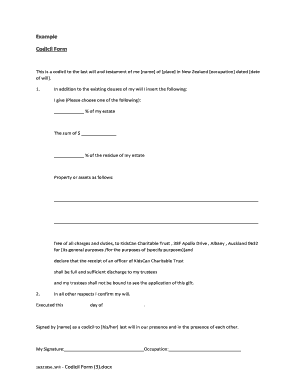 Handwritten last will and testament sample - Example Codicil Form - bKidsCanb