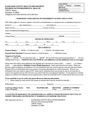Temporary Food Service Establishment License Application