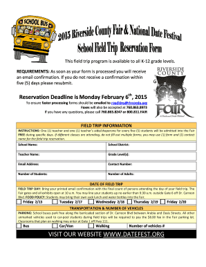 Field Trip Reservation Form