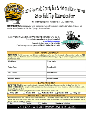 Field Trip Reservation Form
