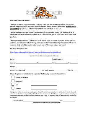 Arizona School Tax Credit Donation Form