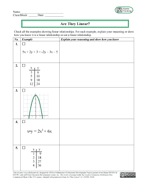 Are They Linear Worksheet