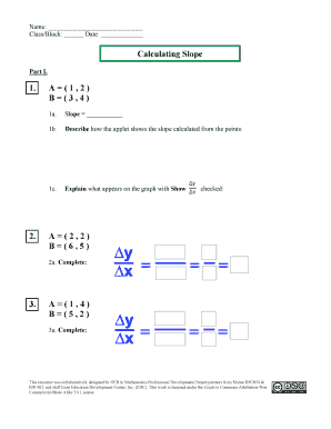 Math Worksheet - Calculating Slope