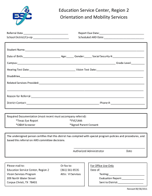 Orientation and Mobility Services Referral Form