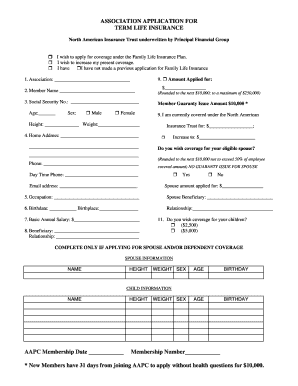 Term Life Insurance Application