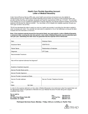 Letter of Medical Necessity for FSA Reimbursement