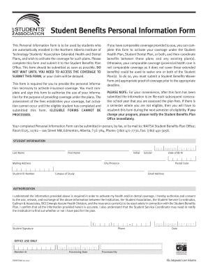 Student Benefits Personal Information Form