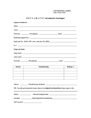 Nederlandse Kostenverklaring Formulier