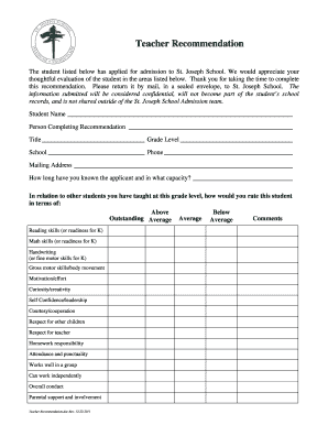 teacher evaluation form