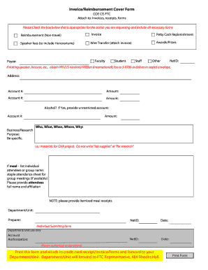 Invoice/Reimbursement Cover Form