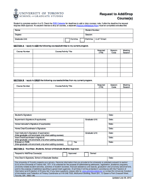 Request to Add/Drop Course(s) Form