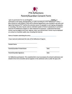 PTA Reflections Parent Consent Form