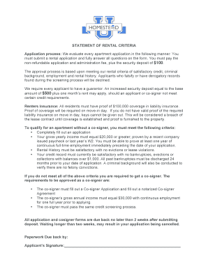 Rental Application Criteria