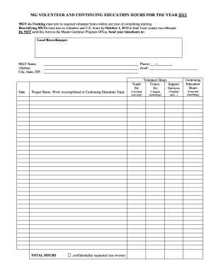 Wisconsin Master Gardener Volunteer Hours Form