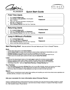 Choices Planner Quick Start Guide