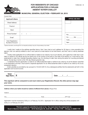 Chicago Absentee Voter Application