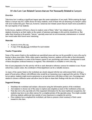 It's the Law: Law Related Careers Worksheet