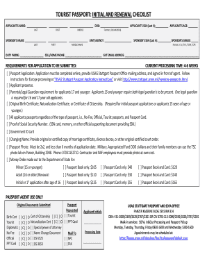 US Tourist Passport Application Checklist