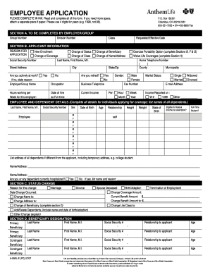 Employee Application for Insurance Coverage