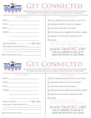TeaPAC Volunteer and Donation Form