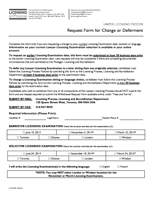 Lawyer Licensing Examination Change Request Form