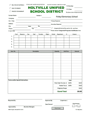 Purchase Order Requisition Form