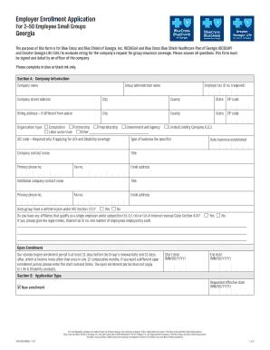 Employer Enrollment Application for Small Group Insurance