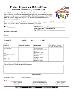 Product Request and Referral Form