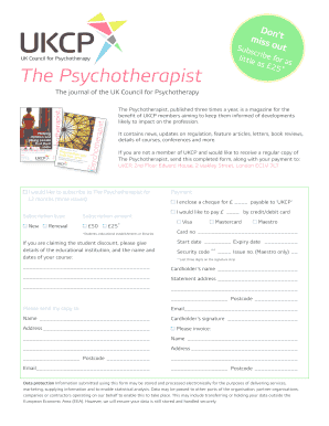 The Psychotherapist Subscription Form