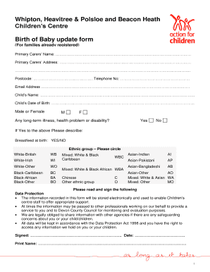 Birth of Baby Update Form