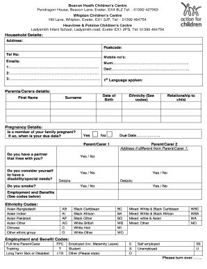 Children's Centre Registration Form