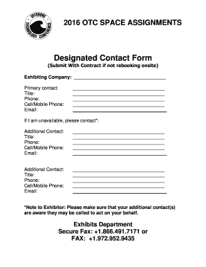 OTC Space Assignment Contact Form