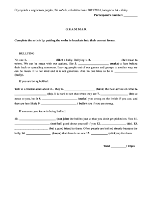 English Language Olympiad Grammar and Vocabulary Test