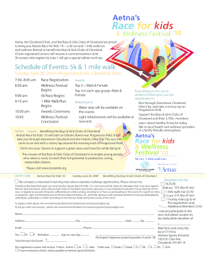 Aetna Race for Kids 2010 Registration Form