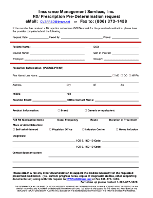 RX Prescription Pre-Determination Request