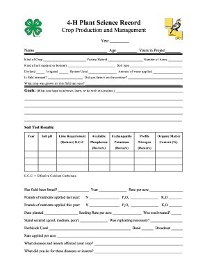 4-H Plant Science Record Form