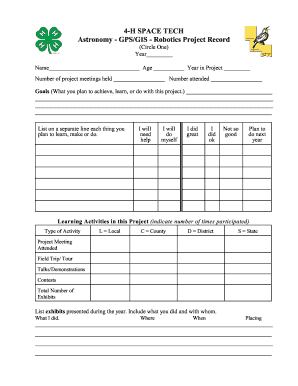 4-H Space Tech Project Record