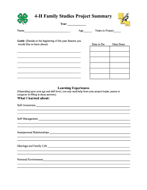 4-H Family Studies Project Summary