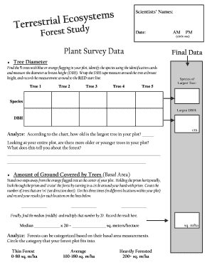 Forest Study Data Collection Form