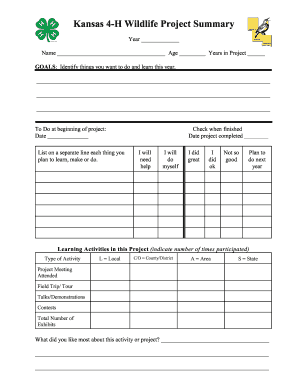 Kansas 4-H Wildlife Project Summary