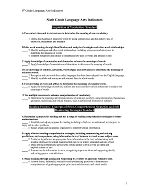 Cleaning report format - Sixth Grade Language Arts Indicators - Greene ESC - greeneesc