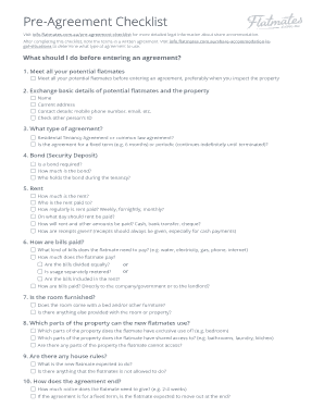 Pre-Agreement Checklist for Share Accommodation