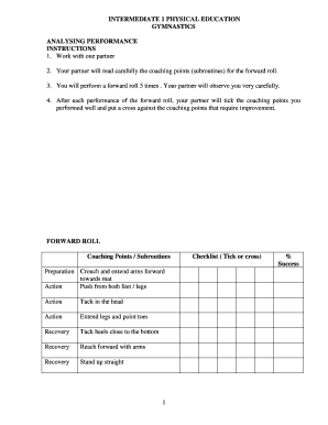 Gymnastics Performance Analysis Form
