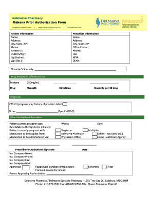 Makena Prescription Authorization Form