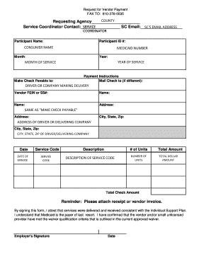 Request for Vendor Payment
